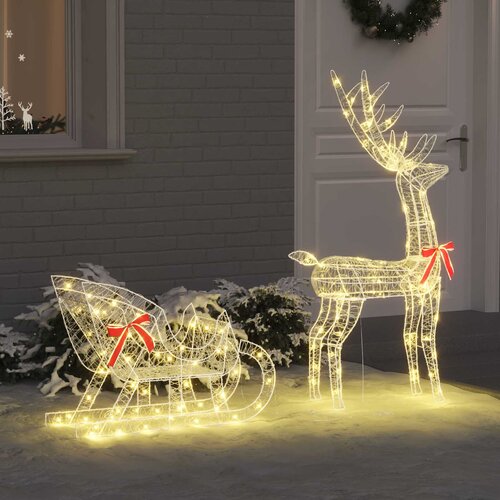  Reindeer vuče saonice Topla bijela 70 x 26 x 130 cm Akril Cijene