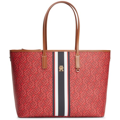 Tommy Hilfiger Ročne torbice Th Monoplay Tote Stripe Le Rdeča Slike