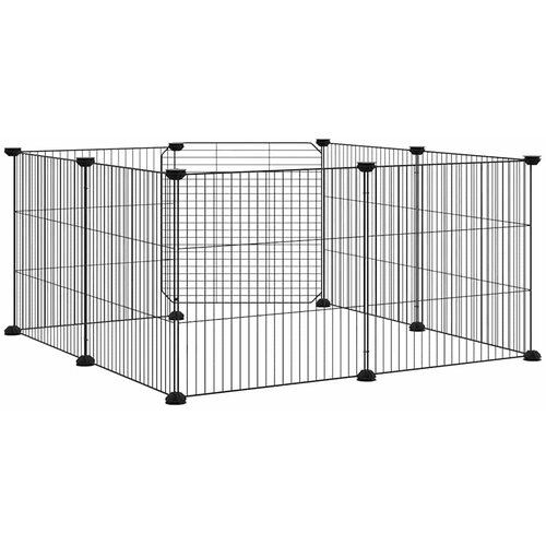  Kavez za kućne ljubimce s 8 panela i vratima crni 35x35 cm čelik Slike