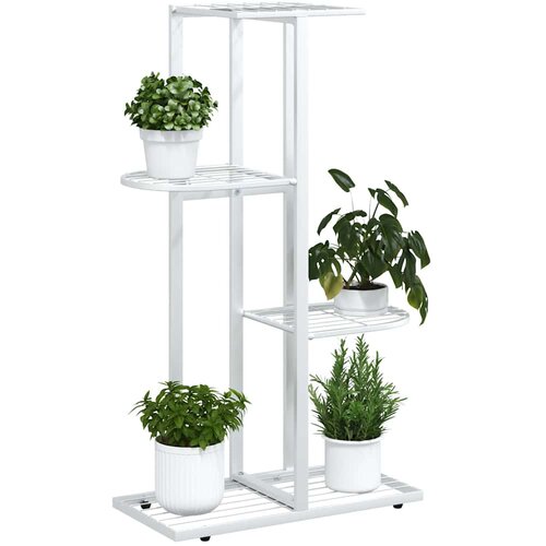  Stalak za cvijeće s 4 razine 43 x 22 x 76 cm bijeli metalni Slike