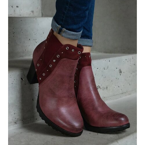 Gemre Burgundy insulated block heel ankle boots Lilya Cene