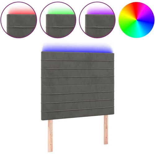 Maison Chic led posteljno vzglavje - vzglavna omarica - nočna omarica temno sivo 90x5x118/128 cm žamet, (21708479) Slike