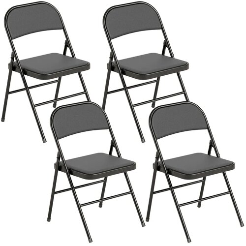  Set od 4 sklopive stolice metalne noge umjetna koža crna Slike