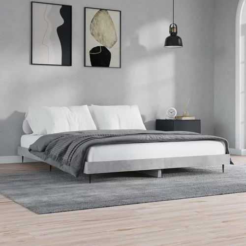 kreveta siva boja betona 160x200 cm od konstruiranog drva