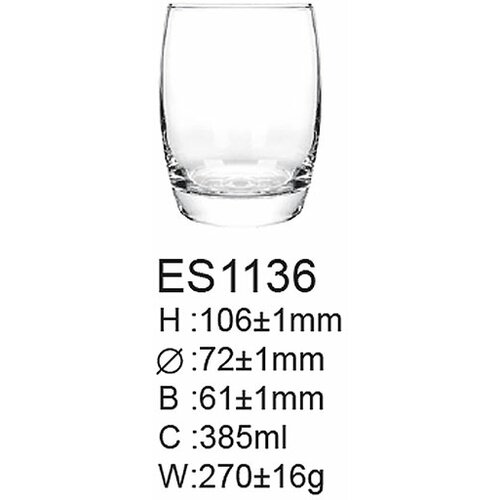  Staklena čaša za duga pića,sok,frape 385 ml Salto 6/1 ES113S Cene
