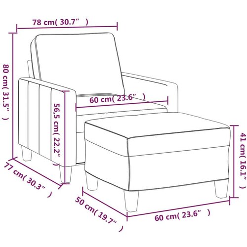  Fotelja s tabureom svjetložuta 60 cm od tkanine Slike