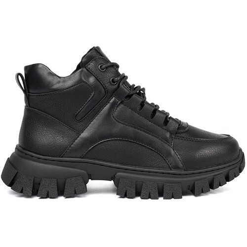 Sergio Leone Black lace-up hiking boots with a thick sole Slike
