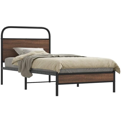 vidaXL Posteljni okvir brez vzmetnice 100x200 cm rjav hrast inž. les Cene