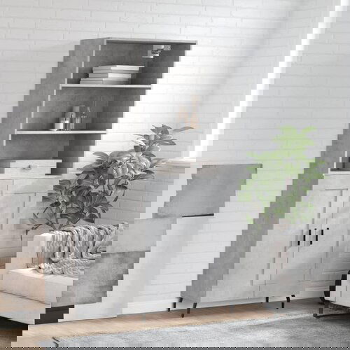 vidaXL Visoka komoda betonsko siva 69,5x34x180 cm inženirski les Cene