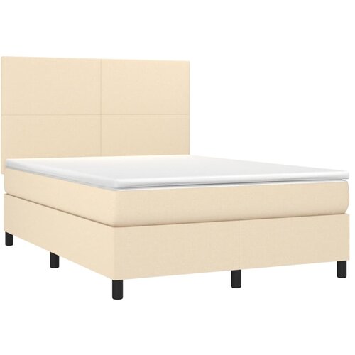  Krevet s oprugama i madracem krem 140 x 190 cm od tkanine Slike
