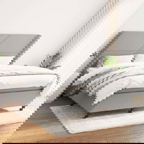  Box spring postelja z vzmetnico svetlo siva 140x200 cm blago, (20723517) Slike