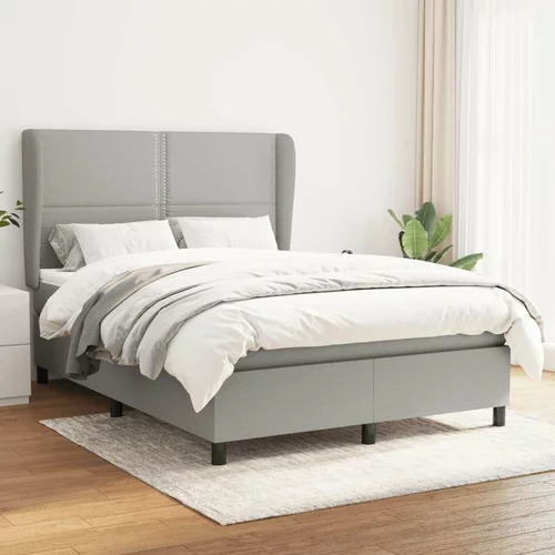  Box spring postelja z vzmetnico svetlo siva 140x200 cm blago, (20723517)
