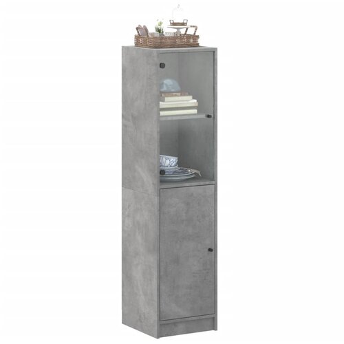  Visoka komoda sa staklenim vratima boja betona 35 x 37 x 142 cm Slike