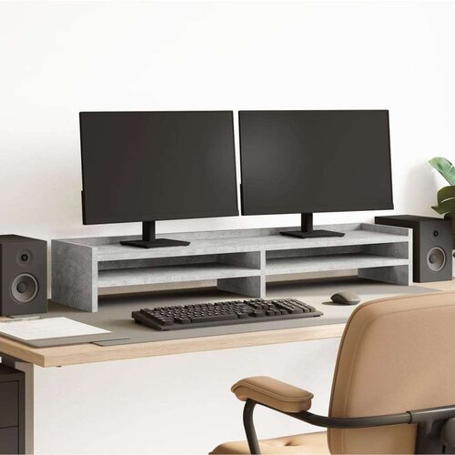  Stalak za monitor boja betona 100x24x16 cm konstruirano drvo Slike
