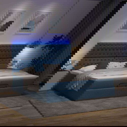  Otomanski okvir kreveta s madracima plavi 200x200cm tkanine Cijene