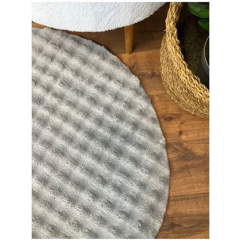Oyo Concept Sivi periv okrugao tepih &amp;oslash; 120 cm Bubbly &amp;ndash; Slike