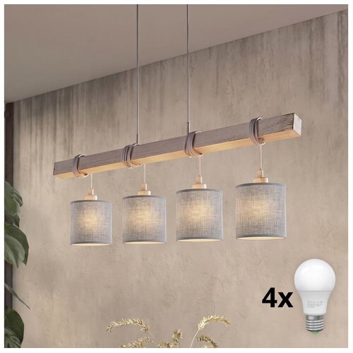 Brilagi LED luster na sajli NUBILA 4xE27/60W/230V siva Slike
