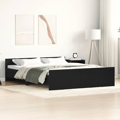 vidaXL Posteljni okvir brez vzmetnice črni hrast 160x200 cm inž. les Cene