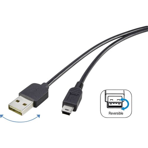Renkforce USB kabel USB 2.0 USB-A vtič\, USB-mini-B vtič 1.80 m črna primeren za obojestranski priključek \, pozlačeni konektorji RF-4096107, (20416144) Cene