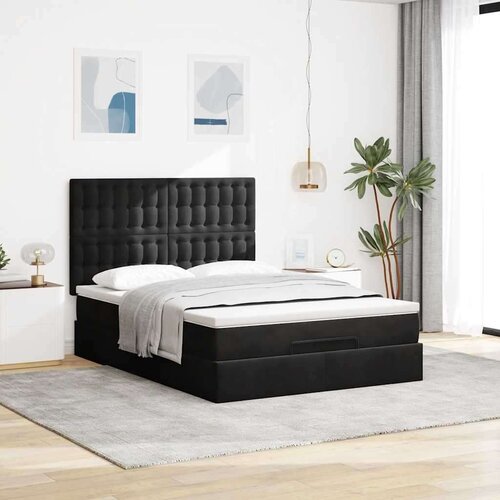 VidaXL otomanski krevet s madracima&amp;amp;led crni 140x190 cm bar&amp;scaron;unasti Slike