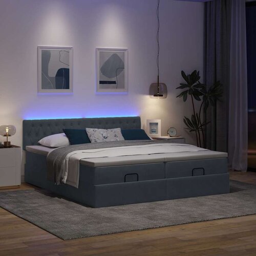VidaXL Okvir kreveta s madracima tamnosivi 180x200cm bar&amp;scaron;unasti Slike