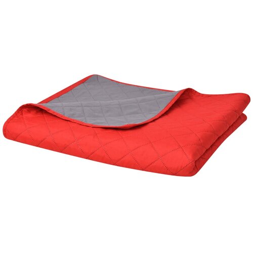 VidaXL 131557 Double-sided Quilted Bedspread Red and Grey 230x260 cm Slike