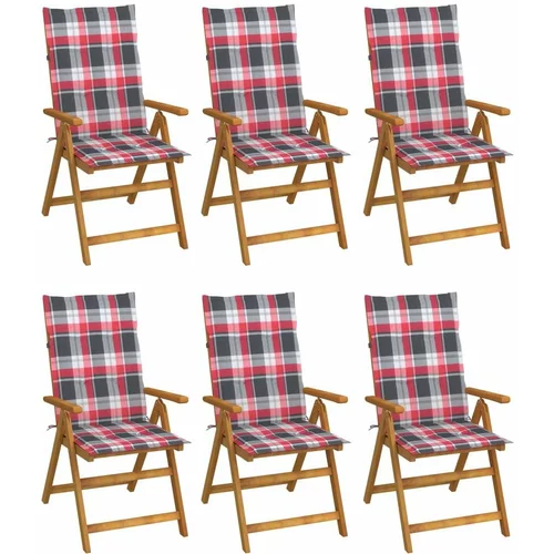  Sklopive vrtne stolice s jastucima 6 kom od bagremovog drva