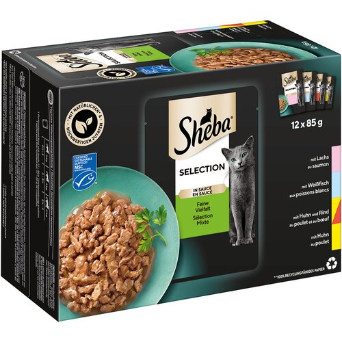 Večkratno pakiranje Sheba različice v vrečkah za ohranjanje svežine 12 x 85 g - Selection v omaki Fina raznolikost Cijene