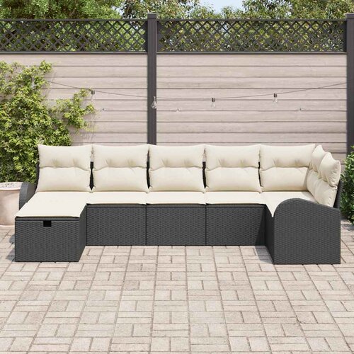  Set sofe 7 kom. Crna i Krema poliratan 289 x 124 x 85 cm Slike