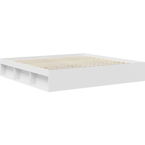  Okvir za krevet Bijelo 200 x 200 cm Čvrsto borovo drvo Slike