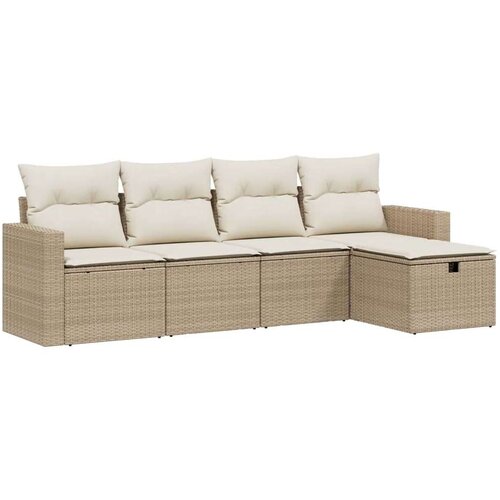 VidaXL 5-dijelni vrtni set sofa s jastucima bež od poliratana Slike