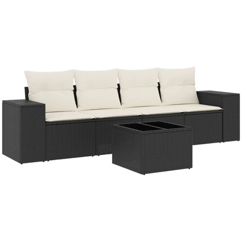  5-dijelna vrtna garnitura od poliratana s jastucima crna 55 x 55 x 37 cm Slike