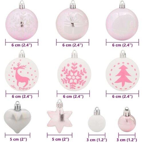 VidaXL Set Božićnih Ukrasnih Kuglica 40 pcs Bijela i roza Slike