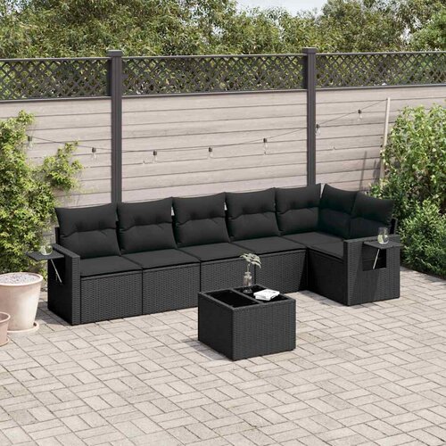  7-dijelni set vrtnih sofa od poliratana s jastucima crni Crna 85 x 62 x 69 cm Cijene