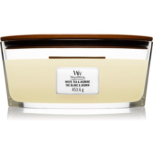 WoodWick White Tea &amp;amp; Jasmine mirisna svijeća s drvenim fitiljem (hearthwick) 453.6 g Slike