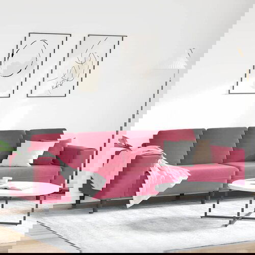 vidaXL Kavčna garnitura vinsko rdeča Žamet Cene