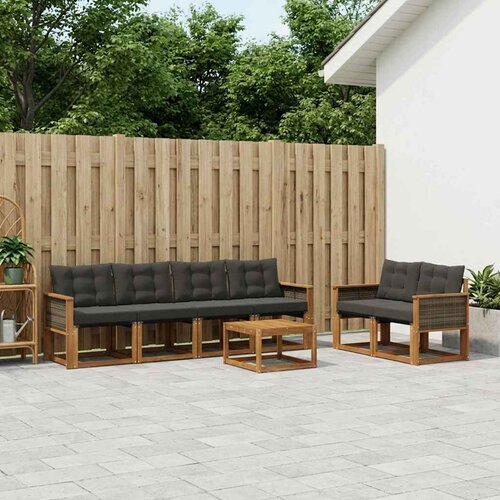  Set vanjskih sofa 7 kom. Prirodna i crna Cijene