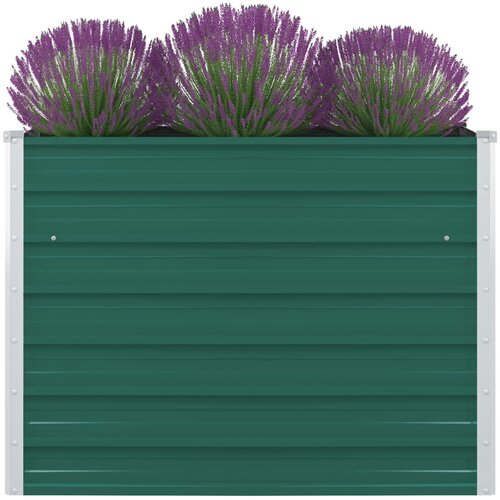 vidaXL Dvignjeno cvetlično korito 100x100x77 cm pocinkano jeklo zeleno Cene