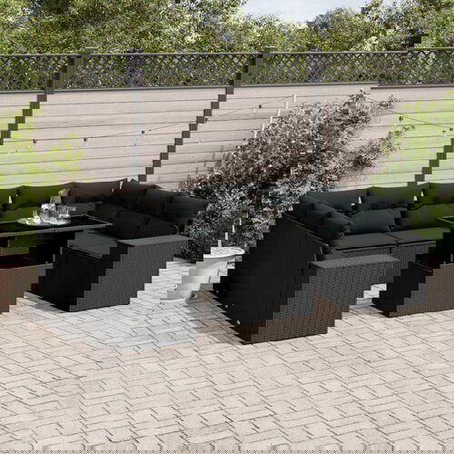 vidaXL 10-dijelni set vrtnih sofa s jastucima crni od poliratana Cijene