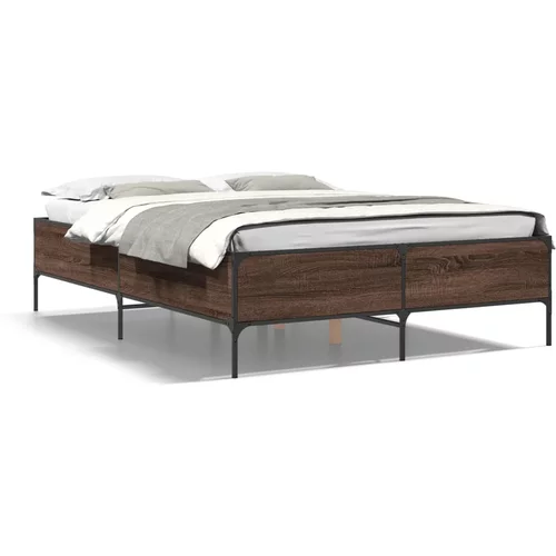  Okvir za krevet smeđi hrast 150x200cm konstruirano drvo i metal