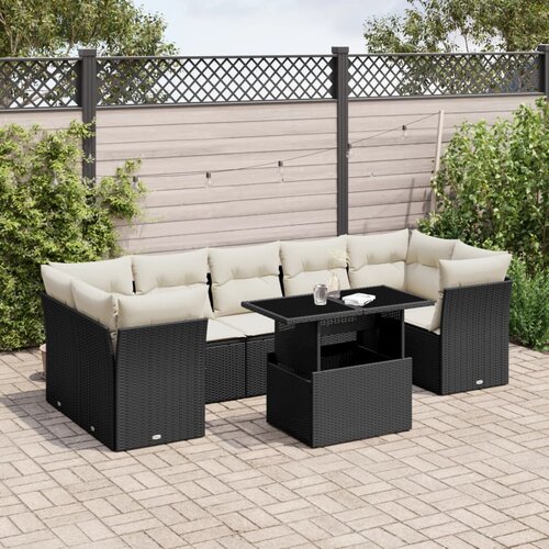  8-dijelni set vrtnih sofa od poliratana s jastucima crni Crna 100 x 55 x 73 cm Slike