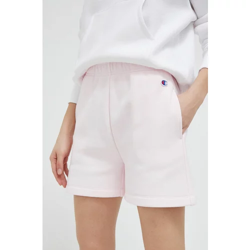Champion Kratke hlače za žene, boja: ružičasta, glatki materijal, visoki struk