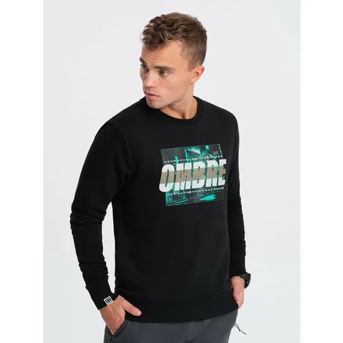 Ombre Men's printed sweatshirt worn over the head - black