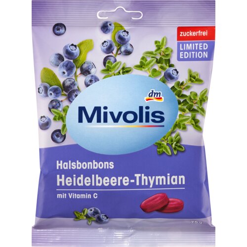 Mivolis Tvrde bombone ukusa borovnice i timijana sa zaslađivačima i vitaminom C 75 g Cene