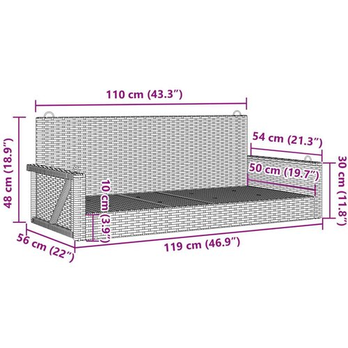 VidaXL Klupa za ljuljanje bež 119 x 56 x 48 cm od poliratana Slike