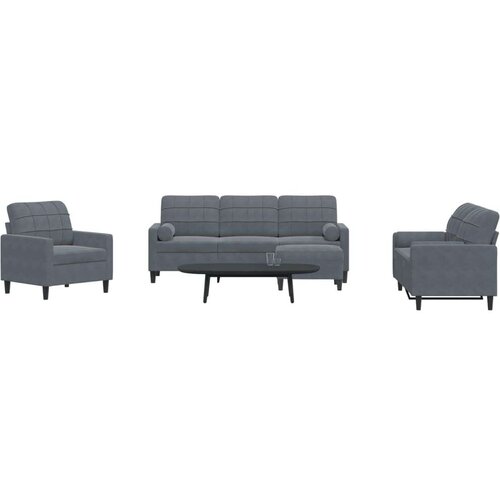  4-dijelni set sofa s jastucima tamnosivi bar&amp;scaron;unasti Slike