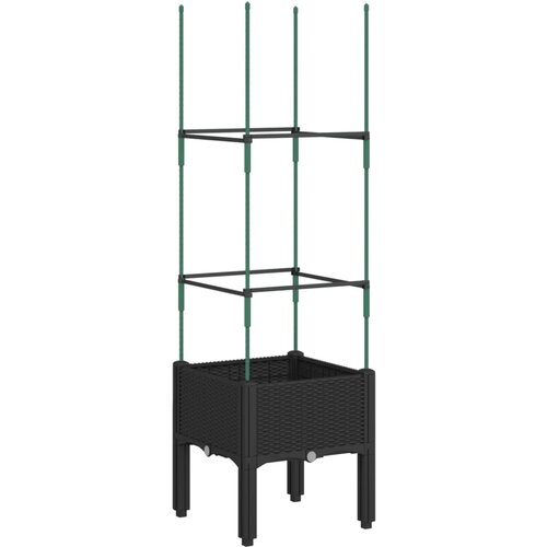 Maison Chic Cvetlično korito - Cvetlični Lonec z oporno mrežo črno 40x40x142,5 cm PP, (21790526) Slike