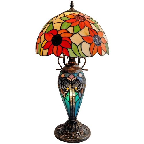  Brilagi - Tiffany vitražna stona lampa SUNFLOWER 1xE27/60W/230V + 1xE14/40W Cene