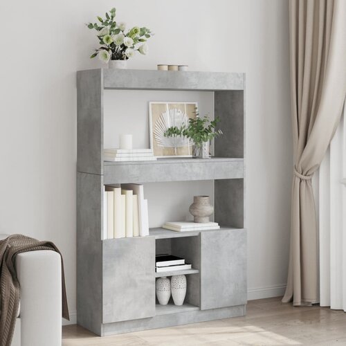 vidaXL Visoka omara betonsko siva 92x33x140 cm inženirski les Cene
