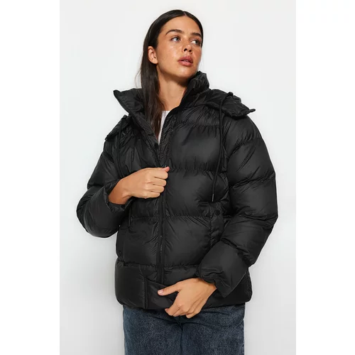 Trendyol Black Oversize Hooded Water Repellent Inflatable Coat